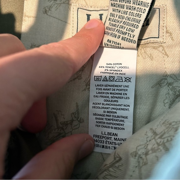 Men’s L.L. Bean Classic Fit Pants 30 x 34 Olive Green Stretch Flat Front Pockets - Picture 10 of 10